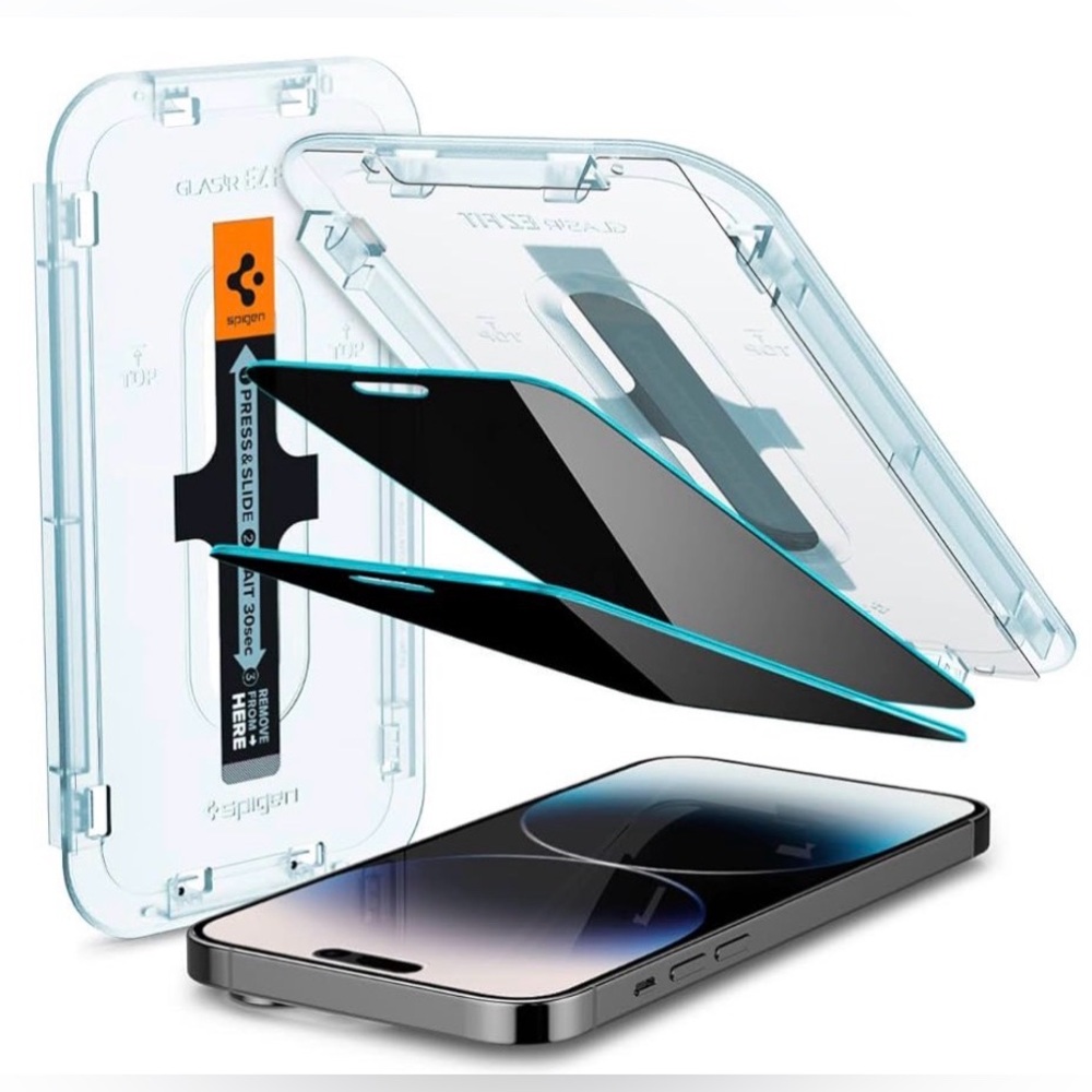 NWT SPIGEN TEMPERED GLASS PRIVACY SCREEN PROTECTORS - FOR iPHONE 14 PRO - 2 PACK